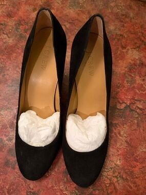 J. Crew Black Suede Pointed-Toe Pumps